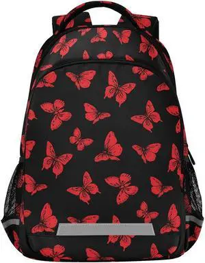 MNSRUU School Backpack with Chest Strap, Butterfly Laptop Backpack, Travel Hiking Backpack for Boys Girls, Rucksack, Knapsack One Size