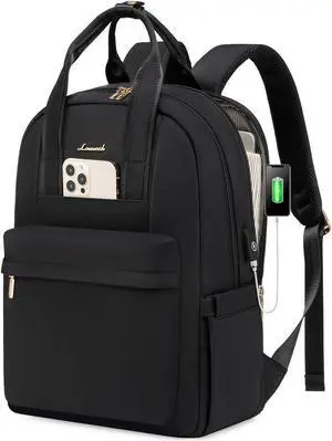 LOVEVOOK Laptop Backpack Purse for Women, 15.6 Inch Travel Laptop Bag with USB Port, Waterproof Work Teacher Nurse Computer Backpack, Durable Casual Daypack