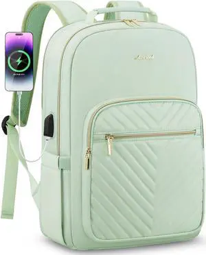 LOVEVOOK Laptop Backpack for Women 15.6 inch,Cute Womens Travel Backpack Purse,Professional Laptop Computer Bag,Waterproof Work Business College Teacher Bags Carry on Backpack with USB Port,Cyan Green