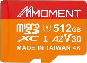 MMOMENT 512GB Micro SDXC Card MM23, A2, UHS-I, U3, V30, Class 10 Compatible, Read Speed Up to 160 MB/s,Write Speed Up to 120 MB/s, SD Adapter Included MMOMENT 512GB Micro SDXC Card MM23, A2, UHS-I, U3, V30, Class 10 Compatible, Read Speed Up to 160 MB/s,Write Speed Up to 120 MB/s, SD Adapter Included
