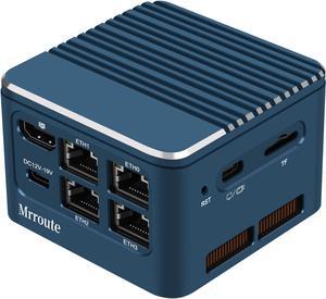 Mrroute MR-M1 Mini PC N100 DDR5 4C/4T,16GB LPDDR5 512GB NVMe SSD,Pocket Micro PC 4K Dual Display with Win11,4 LAN 2.5GbE,Low Power Mini Desktop Computer,HTPC