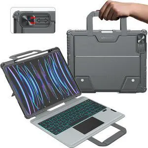 Nillkin iPad Air 13 Inch Keyboard Case (M2,2024),iPad Pro 12.9 Keyboard Case with Stand&Slide Camera Cover-7 Colors Backlit Keyboard Case with Pencil Holder& Touchpad for iPad Pro 12.9(3/4/5/6th Gen)