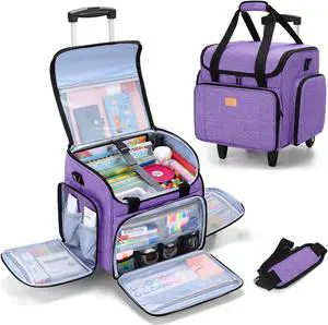 LUXJA Rolling Teacher Bag with Multiple Pockets and Bottom Support Pad, Multifunctional Teacher Tote Bag with Detachable Dolly (Patent Design), Purple LUXJA Rolling Teacher Bag with Multiple Pockets and Bottom Support Pad, Multifunctional Teacher Tote Bag with Detachable Dolly (Patent Design), Purple