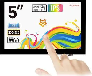 KLAYERS LUCKFOX DSI Display for Pi 5/4B/CM4/CM3 Support 3D Printing, Capacitive Touch 800x480, Toughened Glass LCD Panel for Raspberry Pi 5