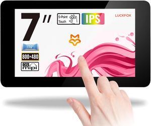 Generic LUCKFOX Touchscreen,7 inch DSI Display Support 3D Printing Compatible with Raspberry Pi 5/4/3 IPS Screen Capacitive LCD 800x480, 170degWide Viewing Angle Toughened Glass LCD, Black
