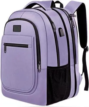 MATEIN Travel Backpack for Women, Expandable 15.6 inch Laptop Backpack with USB Charging Port, Large Anti Theft Business Computer Bag Water Resistant College Computer Bag Gift for Women Men, Purple