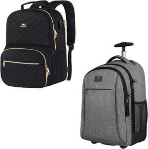 MATEIN Lunch Backpack for Women, 15.6 Inch Laptop Work Back Pack with Insulated Cooler Compartment, Rolling Backpack, Water Resistant Travel Laptop Bag with Wheels