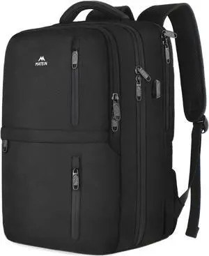 MATEIN Carry on Backpack, Extra Large 40L Flight Approved Travel Laptop Backpack with USB Port, 17 Inch Water Resistant Luggage Computer Daypack College Overnight Weekender Bag for Men & Women, Black
