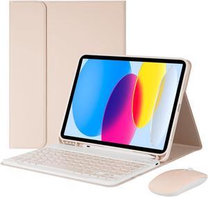 Nsyee Keyboard Case for iPad 10th Generation 10.9 inch 2022 and iPad 11th Generation A16 11 inch 2025, Detachable Bluetooth Keyboard Case with Wireless Keyboard and Mouse for ipad 10th/11th Gen