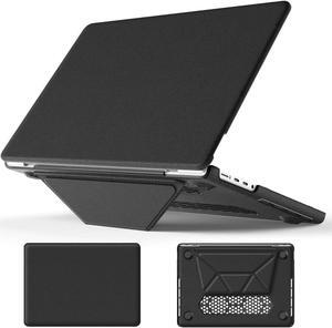 MEEgoodo for M4 MacBook Pro 14 inch Case 2024 2023 2021, PU Kickstand Cover Fit Model A3112/A3401/A3185/A2918/A2992/A2779/A2442 M3 M2 M1 Pro/Max with TPU Keyboard & Webcam Cover & OTG Adapter,Black