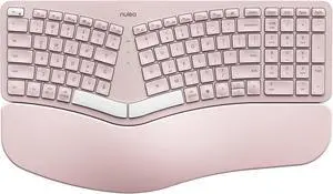 Nulea RT05 Wireless Ergonomic Keyboard, Split Keyboard with Wrist Rest, USB-C Charging, 7-Color Backlight, Natural Typing, Bluetooth and USB Connectivity, Compatible with Windows,Mac(Pink)