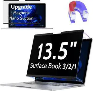 Peslv Magnetic Privacy Screen for Surface Book 3/2/1 13.5 Inch, Removable Anti Blue Light Glare Filter, Black Security Private Apy Block Protector