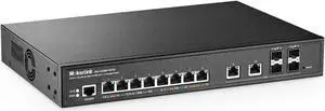 MokerLink 8 Port 2.5 Gigabit PoE Managed Switch, 8x2.5G POE, 2x10G Ethernet, 4x10G SFP+, IEEE8023af/at PoE 120W, Web/CLI L3 Managed, Desktop|Rackmount Network Switch