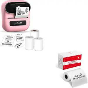 Phomemo M220 Label Maker & 4 Roll Label, 3.14 Inch Bluetooth Thermal Label Printer for Barcode, Address, Labeling, Mailing, File Folder Label, Easy to Use, Support Smartphone, Tablet&PC