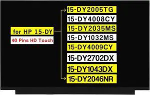 POBRIDA Screen Replacement for HP 15-DY2005TG 15-DY4008CY 15-DY2035MS 15-DY1032MS 15-DY4009CY 15-DY2702DX 15-DY1043DX 15-DY2046NR L18341-3D2 15.6 Inches HD 1366 * 768 40 Pins Touch LCD Display Panel