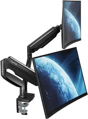 Dual Monitor Desk Mount up to 35 inches Screens, Max 28.6lbs Each, Heavy Duty Ultrawide Monitor Arm,Full Motion Height Adjustable Gas Spring Monitor Stand for 2 Screens, VESA 75x75mm&100x100mm