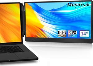 Muyoxsik 14''Laptop Screen Extender, 1080P FHD IPS Laptop Monitor Extender Dual Screen, Portable Monitor for Laptop 13-17", Plug&Play, Compatible with Mac/Android/Windows