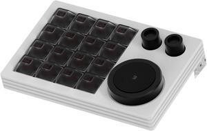 NLOFIN Macro Keypad Programmable Designer,Programmable Keypad with Triple Knob 16 Keys and Screen,One Handed Gaming Keyboard for iOS,Windows (White)