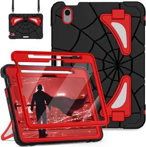 Case for iPad Air 11 Inch Case M2 / M3 (2024/2025) iPad Air 5th/4th Generaton 10.9 Inch (2022/2020) 6th Generation 2024 Cover for Kids with Pen Holder Screen Protector Thickned Cornor, Black Red