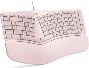 Nulea RT05C Wired Ergonomic Keyboard, Split Keyboard with Cushioned Wrist Rest, Adjustable Tilt Legs, Plug and Play, USB Corded, Compatible with Windows/Mac (Pink)