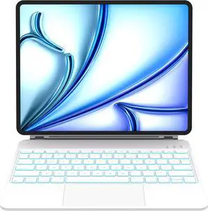 Otuoor iPad Air 13 Inch Case Keyboard (M3 2025 / M2 2024) & iPad Pro 12.9 inch(6th,5th,4th,3rd Gen) Magic Keyboard with 7 Colors Backlight, Multi-Touch Trackpad, Magnetic Stand,Auto Sleep/Wake (White)