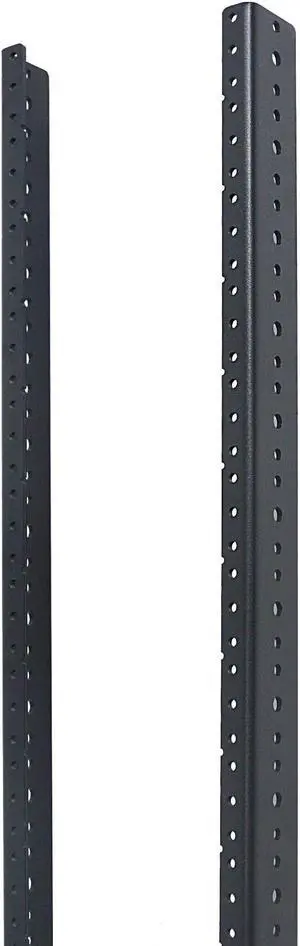 RIVECO 18U Rack Rails 2 PCS, 0.12 Inches Thickness Steel Tapered Holes Horizontal & Vertical Rack Mount Rails for Recording & Network Wooden Cabinet Mounting, 10/32 Screws Included
