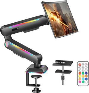 Monitor Mount, Heavy Duty Single Monitor Mount with RGB Light, Height Adjustable Monitor Arm for 17''-32'' Screens up to 19.8 lbs, Vesa Mount with Clamp and Grommet Base, Monitor Desk Mount Black