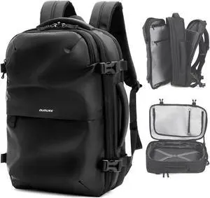 Oumurs Laptop Backpack for Long Travel with 30-40L Expandable Large Capacity Water-resistant Black 1800D Oxford Fabric Lamination Fabric