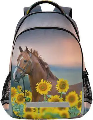 panksolu Horse Sunflower Backpack for Student Children Boys Girls Book Bags Schoolbags Outdoor Camping Travel Daypack Casual Bags Lightweight Laptop Backpack for Men Women Teens Kids...