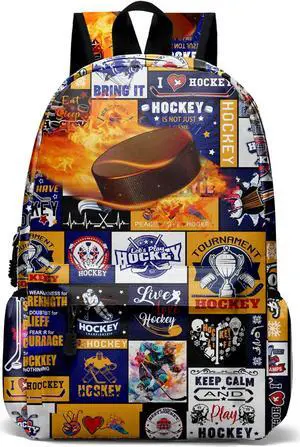 ROVOZAR Ice Hockey Backpack 17 Inch Sport Laptop Backpack for Adult Men, Large Ice Hockey Bags for Travel Hiking Camping Day Pack