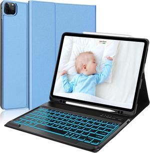 Keyboard Case for iPad Pro 12.9 inch 6th/5th/4th/3rd Gen & iPad Air 13 inch (M2) 2024, 7 Color Backlit & Magnetic Detachable Wireless Keyboard, Smart Flip Cover with Pencil Holder, Auto Sleep/Wake