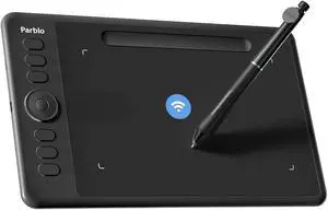 Parblo Intangbo SW Wireless Drawing Tablet,7x4 inch,6 Customized Keys, Digital Graphics Tablets with 16384 Pressure Levels, S01 Battery-Free Stylus Compatible with Windows/Mac/Android-Black