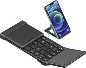 ROCK&ROWN Foldable Bluetooth Keyboard, Wireless Portable Keyboard with Touchpad, Folding Travel Keyboard for iOS/Android/Windows