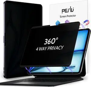Peslv 4-Way Magnetic Privacy Screen for iPad Air 6th 11 Inch 2024,360 Removable Anti Blue Light Glare Spy Private Filter, High Sensitive Bubble-Free Easy Install Black Security Screen Protector