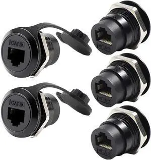PENGLIN 5PCS Waterproof RJ45 Panel Mount Connector,RJ45 CAT6A/6/5E Shielded Ethernet LAN Pass Through Connector Female to Female