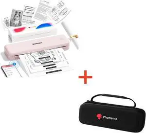 Phomemo M834 Portable Printer & 1 Black Carrying Storage Box, Wireless Bluetooth Thermal Printer, Compatible with iOS, Android & PC, Inkless Mobile Printer for Travel, Office, School