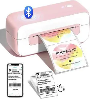 Phomemo Bluetooth Thermal Shipping Label Printer, 2025 Upgrade 4x6 Desktop Thermal Label Printer for Shipping Packages/Small Business/Office/Home, for , Ebay, Shopify, Etsy, UPS, FedEx - Pink