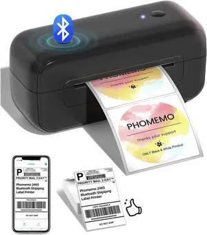 Phomemo Bluetooth Shipping Label Printer 4x6, 2025 Upgrade Desktop Thermal Label Printer for Small Business/Shipping Packages/Office/Home, Widely for , Ebay, Shopify, Etsy, UPS, FedEx - Black