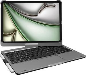 pekarejue Wireless Keyboard Case for 2024 Apple iPad Pro 11 inch 5th Generation M4 A2836 A2837 A3006: Rotatable Pencil Holder Multi-Touch Trackpad RGB Backlit Space Gray
