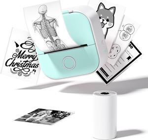Print Pod Mini Printer, Inkless Sticker Printer, T02 Portable Thermal Printer with 1 Paper Roll, Small Printer, Bluetooth Note Printer for Kid, Journal, Note, Early Education