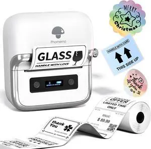 Phomemo M250 Label Maker Machine with Tape, 3 Inch Thermal Label Maker, 2025 Upgrade Portable Barcode Label Printer for Business, Home, Logo Label, Sticker Printer for Phones & PC, with 1 Roll Label