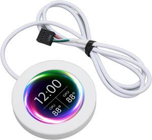 2.1 Inch AIO Computer Temp Monitor, Mini PC CPU HDD Data Monitor Support Multiple Themes, AIDA64 Round LCD Display Module Upgrade Kit for Water Cooling Systems (White)