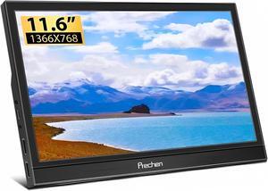 Prechen Portable Monitor,11.6 Inch 1366 * 768 with HDMI USBC Small Monitor Compatibel for PS3 PS4 Raspberry Pi 3 2 1 Mini Monitor with Dual Built-in Speaker&Kickstand