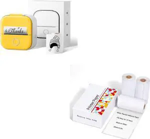 Ponek T02 Pocket Sticker Printer - T02 Black On White Self-Adhesive Paper, Thermal Paper 50mm x 3.5m, 3 Rolls, Keep for 10 Years,T02 Gree Mini Sticker Printer for Journal, Notes, Memo