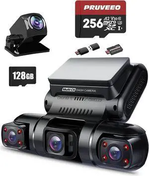PRUVEEO D90-4CH 4K Dash Cam and 256GB/128GB Micro SD Card Bundle