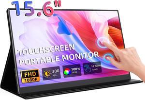 Portable Monitor, 15.6" 1080p IPS Touchscreen Portable Monitor, Mini HDMI/USB C, Dual Speakers with Cover for Switch PS4/5 Laptop Phone