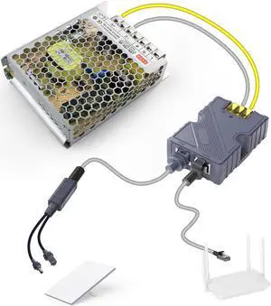 QUIDDITY Starlink Mini Poe Kit: 150W Power Supply 12V Mini Starlink Adapter Splitter PoE Splitter + AC 180-260V to 48V/3A, Gigabit Injector with Advanced Protection Compatible with StarLink Mini