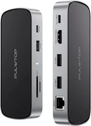 PULWTOP Laptop Docking Station, 9 in 1 USB C Mini Dock with 4K@120Hz/8K@30Hz HDMI, 2.5G LAN, 100W PD, USB A/C 10Gbps, SD/TF 4.0, USB C Hub Compatible with Thunderbolt 3/4 and Full-Type-C Laptops