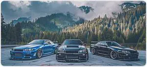 QEOPGNE R34 JDM Car Large Mouse Pad Gaming Sport Car Mousepad Stance Mountain Landscape Car Desk Mat Extended Keyboard Computer Pad Office Desk Organizers and Accessories 35.4 x 15.7 Inch
