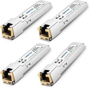 QINIYEK SFP to RJ45 Module, 1000BASE-T SFP Transceiver for Cisco GLC-T/SFP-GE-T, Meraki, Fortinet, Ubiquiti UniFi UF-RJ45-1G, D-Link, Supermicro, Netgear, TP-Link and More, up to 100m(Pack of 4)